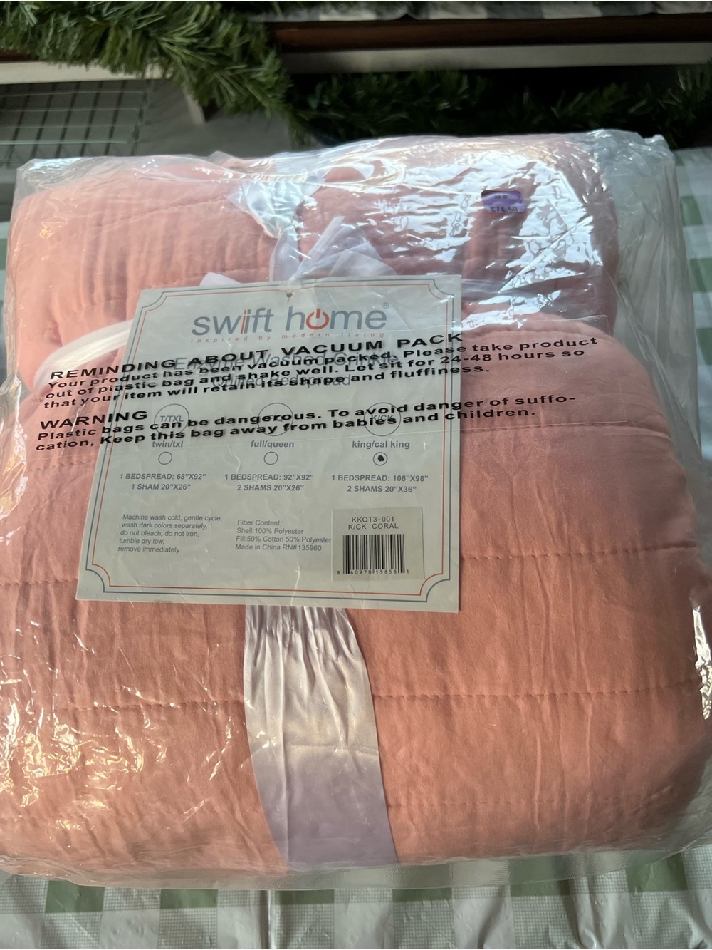 Swift Home Coral Quilted Comforter - Pink/Peach coral